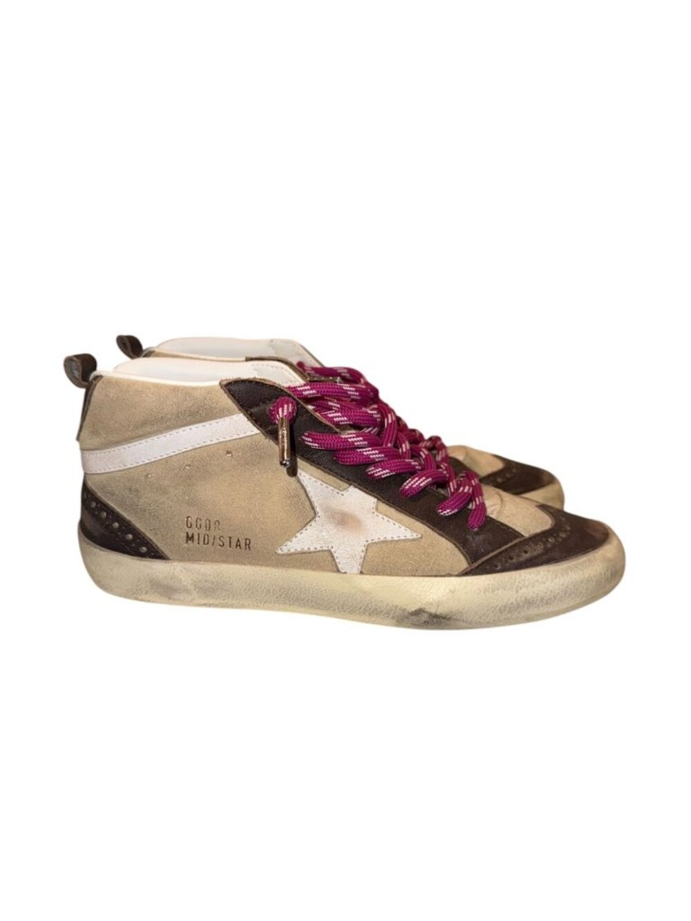 Golden Goose Mid Star Classic Sneakers Brown/Beige/White Size 37/US 7